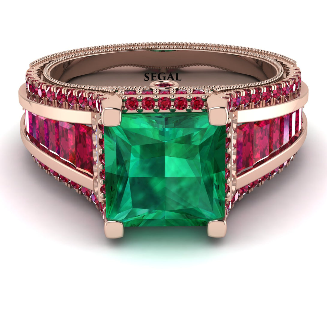 Princess Geometric Emerald Engagement Ring - Marilyn No. 50