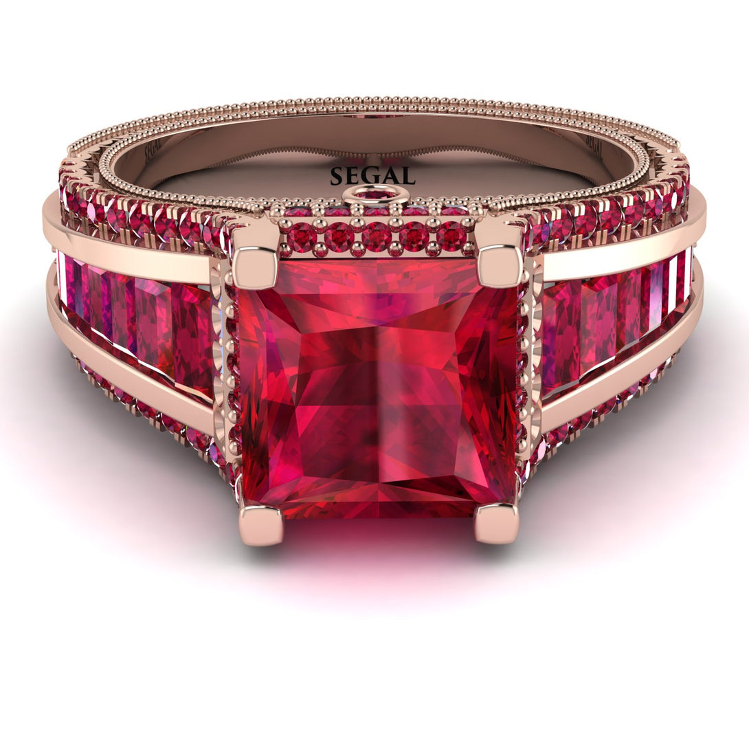 Princess Geometric Ruby Engagement Ring - Marilyn No. 56