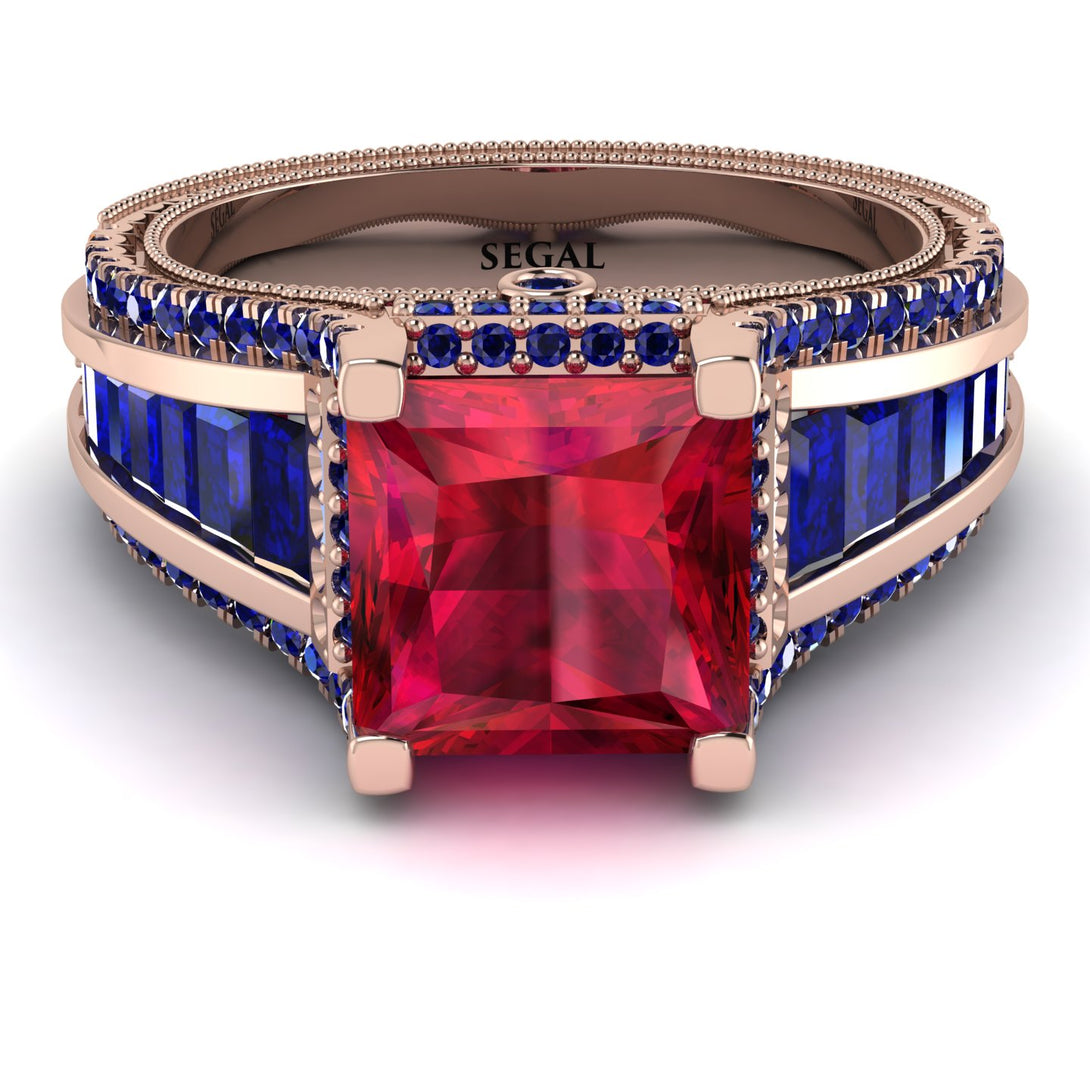 Princess Geometric Ruby Engagement Ring - Marilyn No. 71
