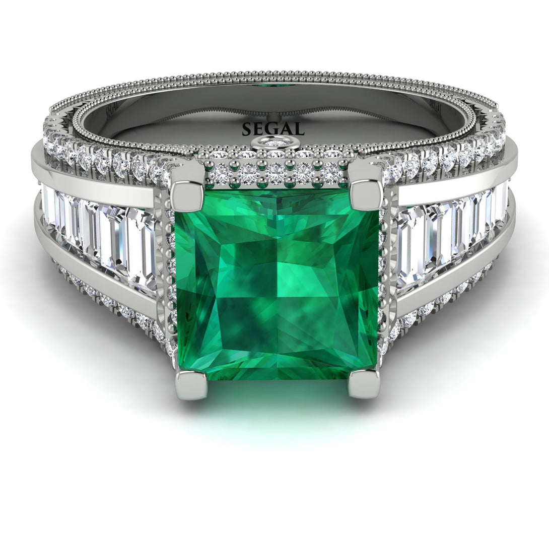 Princess Geometric Emerald Engagement Ring - Marilyn No. 6