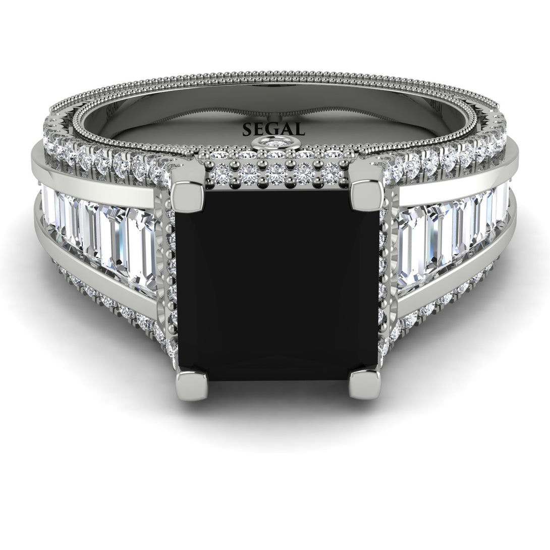 Princess Geometric Black Diamond Engagement Ring - Marilyn No. 9