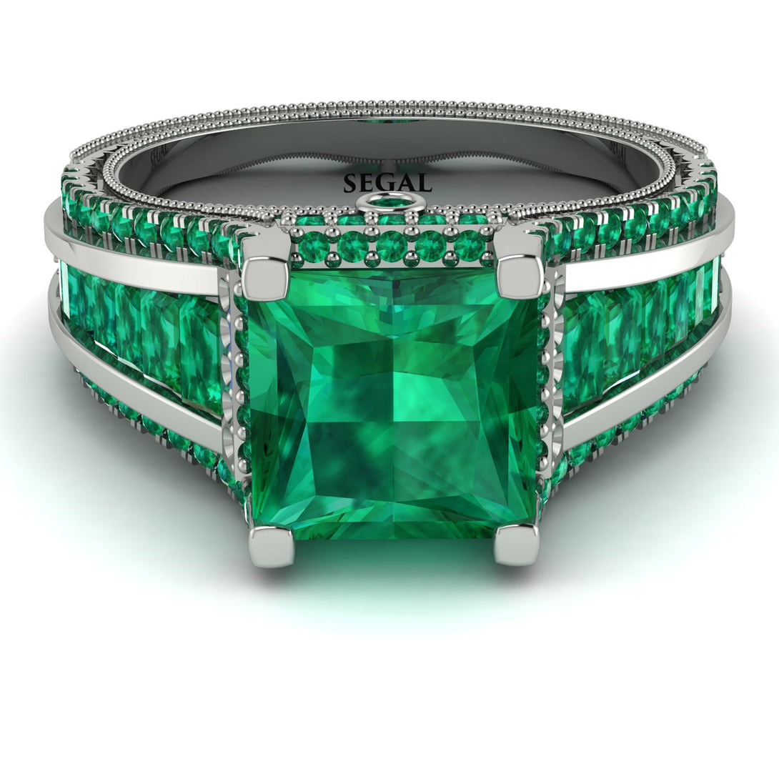 Princess Geometric Emerald Engagement Ring - Marilyn No. 21