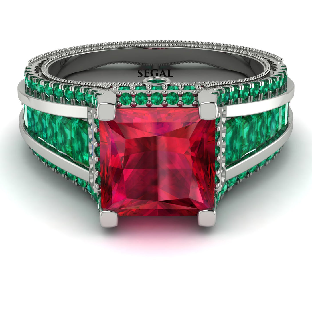 Princess Geometric Ruby Engagement Ring - Marilyn No. 27