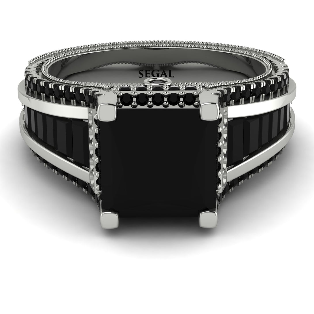 Princess Geometric Black Diamond Engagement Ring - Marilyn No. 39