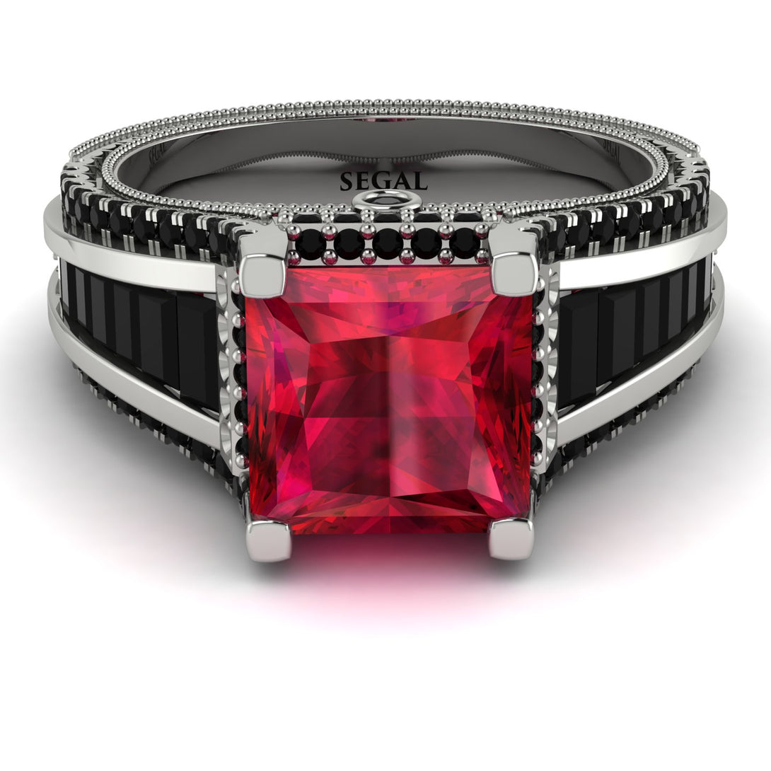 Princess Geometric Ruby Engagement Ring - Marilyn No. 42