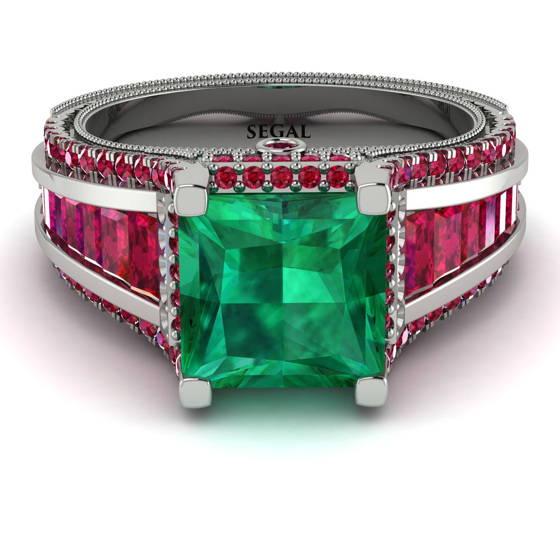 Princess Geometric Emerald Engagement Ring - Marilyn No. 51