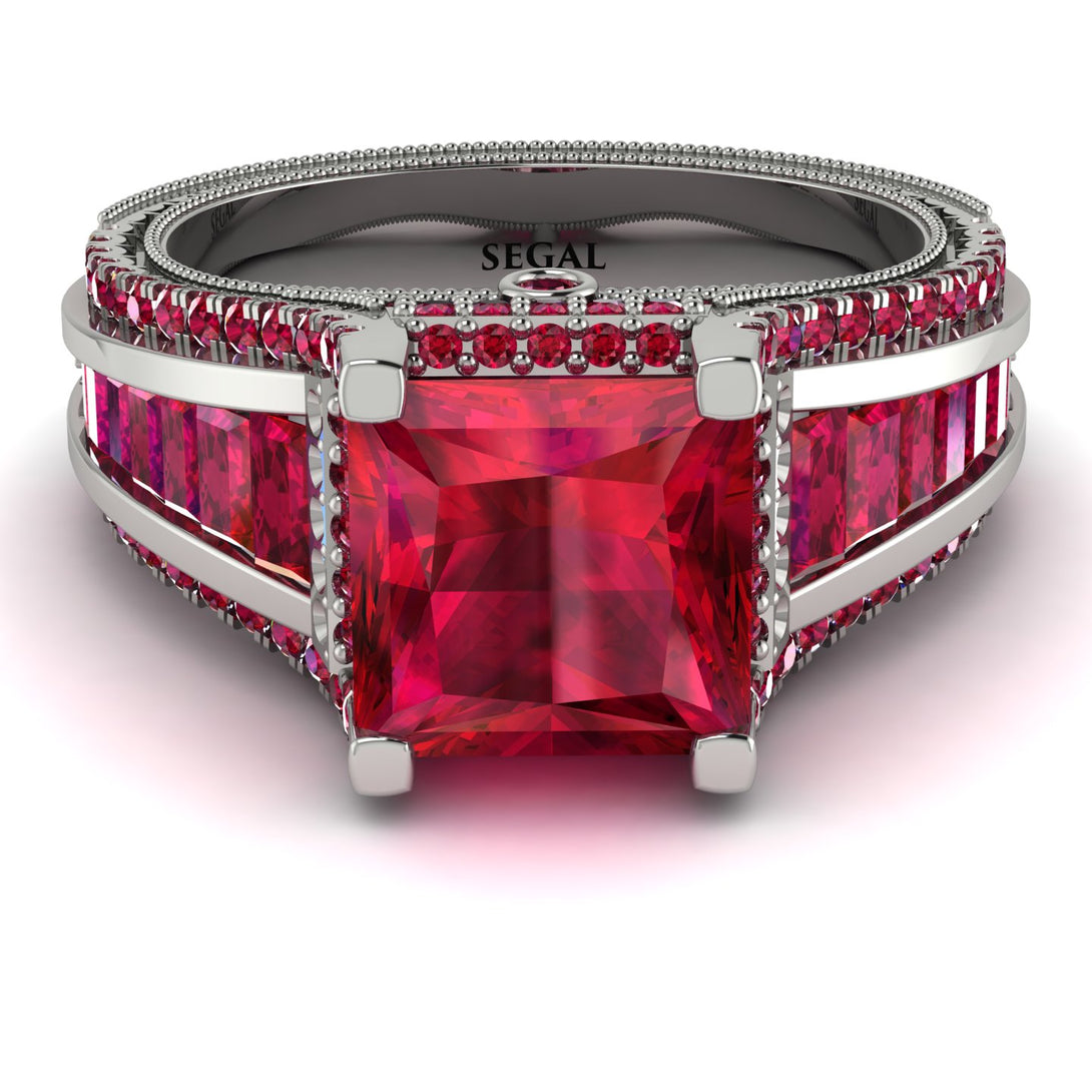 Princess Geometric Ruby Engagement Ring - Marilyn No. 57