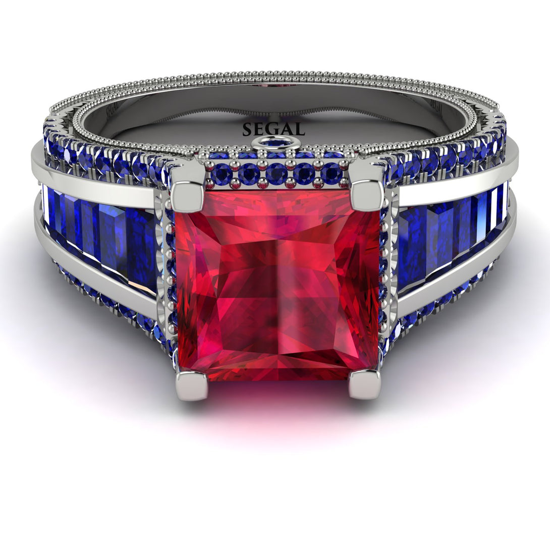 Princess Geometric Ruby Engagement Ring - Marilyn No. 72