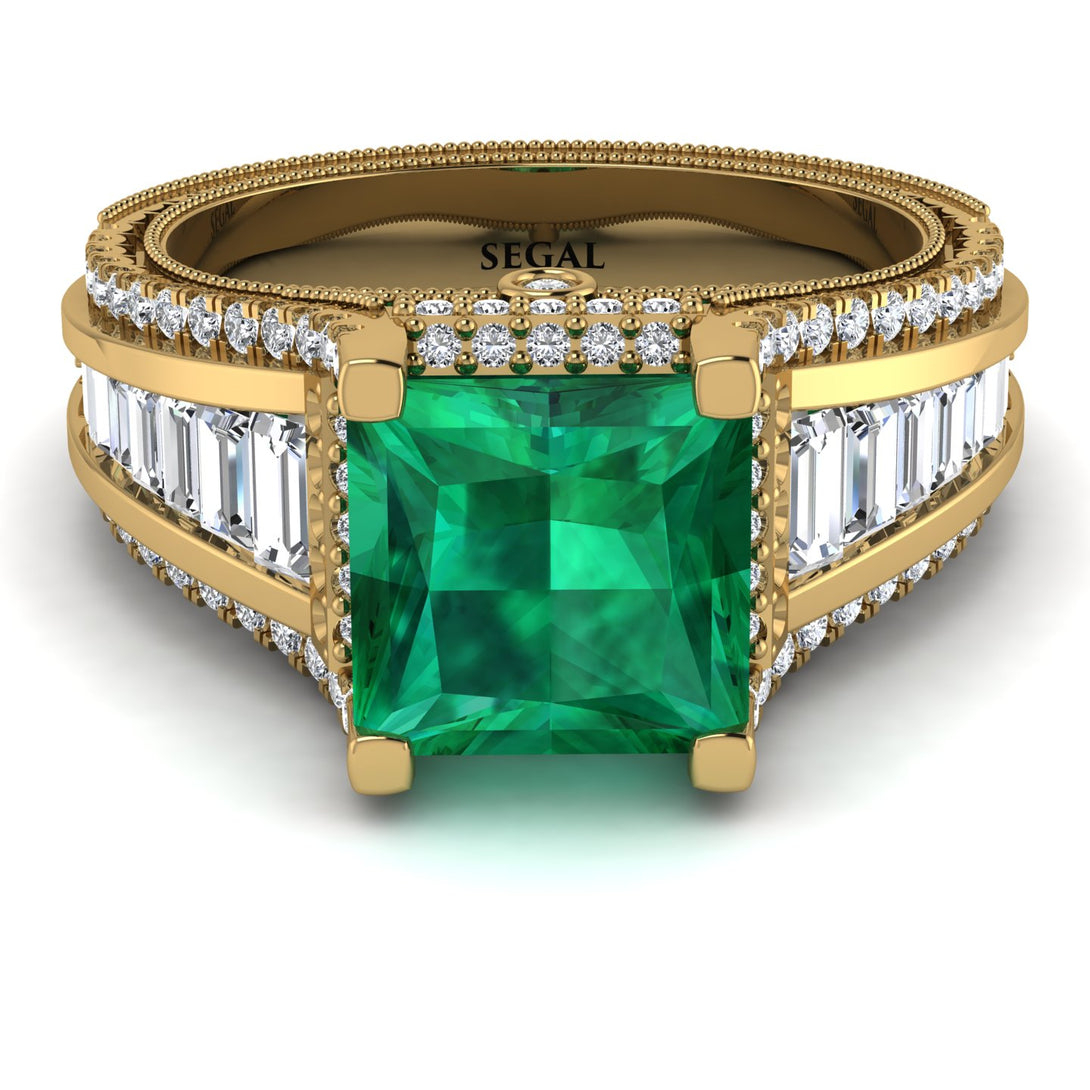Princess Geometric Emerald Engagement Ring - Marilyn No. 4