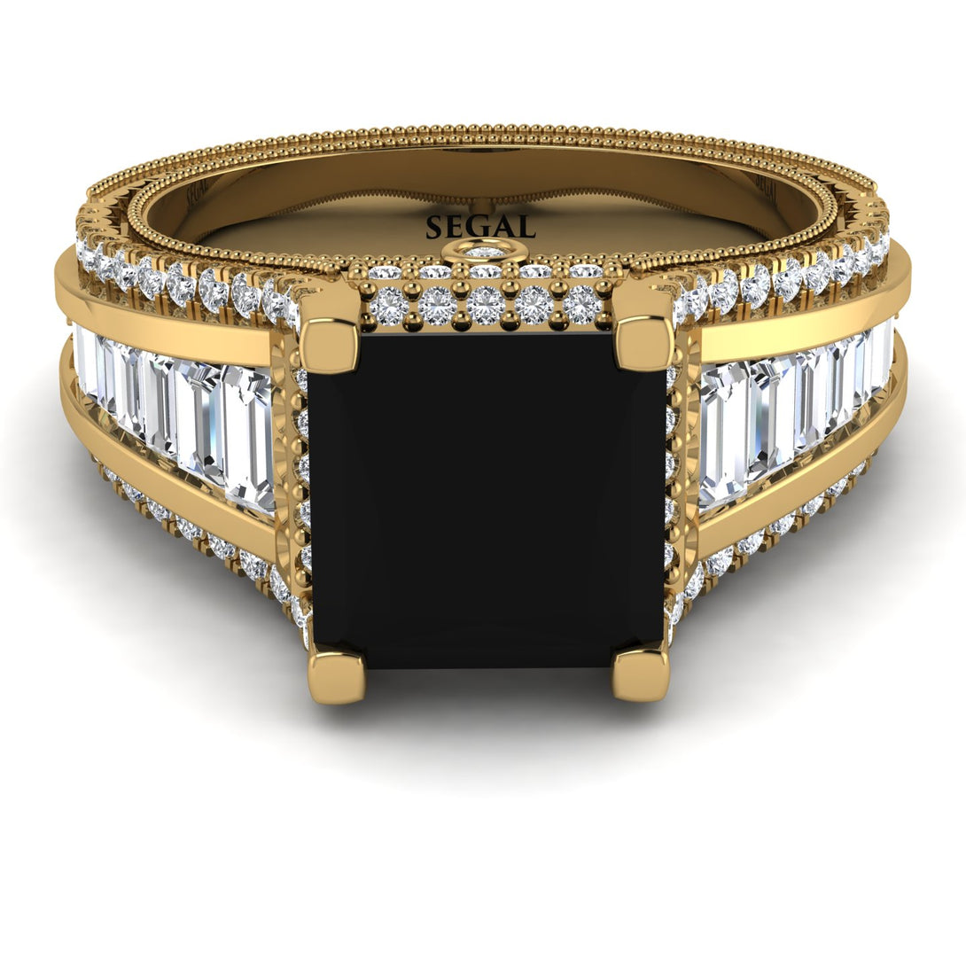 Princess Geometric Black Diamond Engagement Ring - Marilyn No. 7