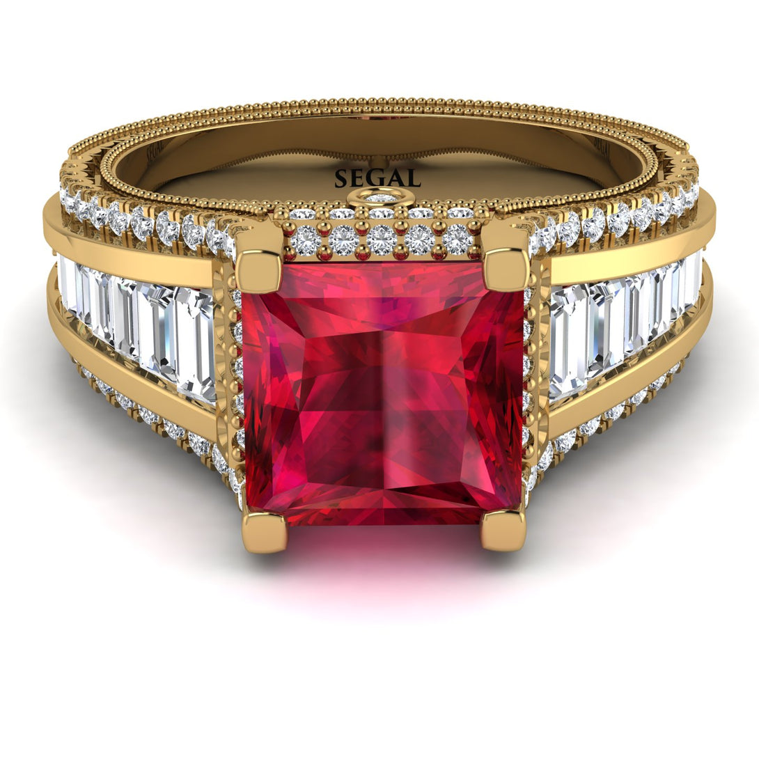 Princess Geometric Ruby Engagement Ring - Marilyn No. 10