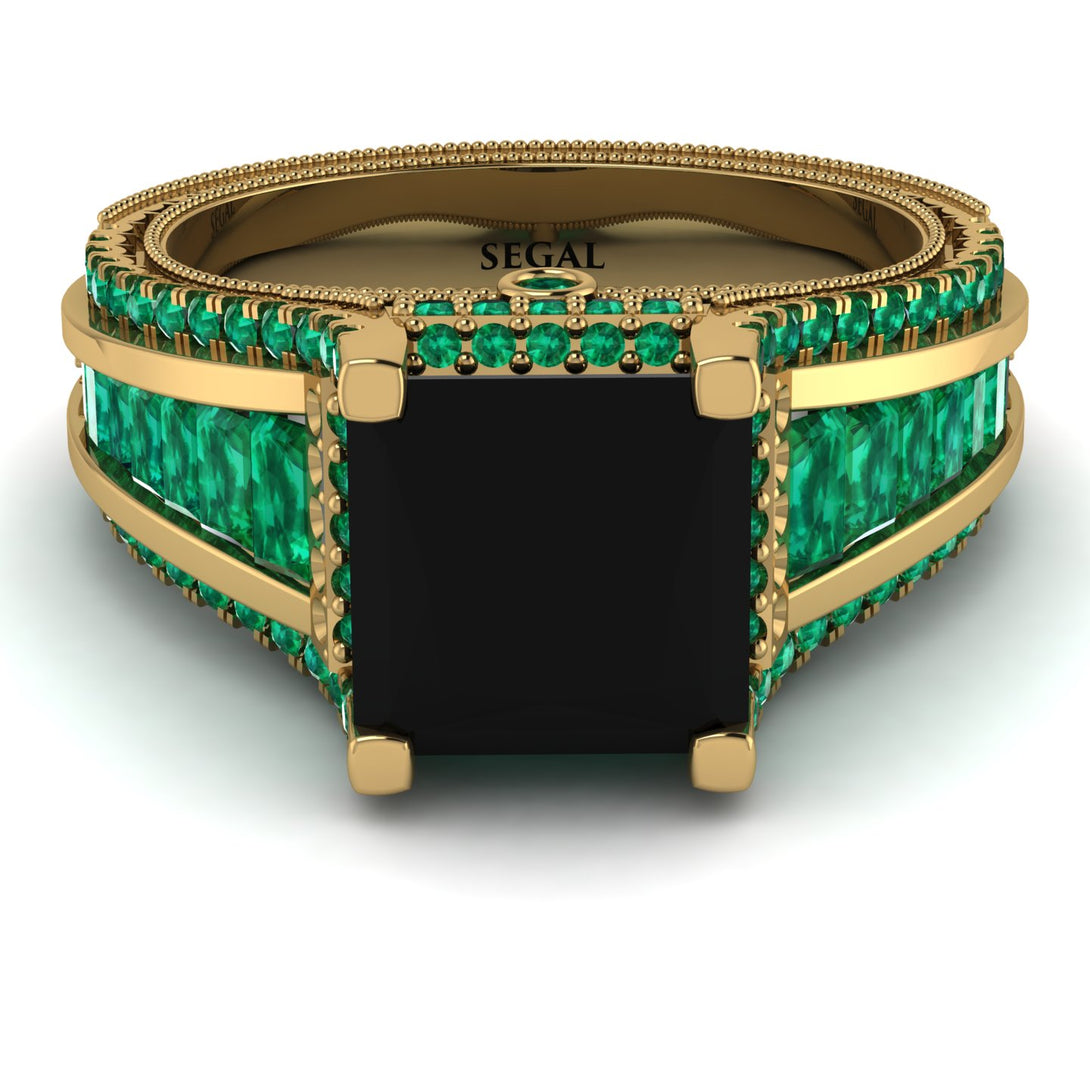 Princess Geometric Black Diamond Engagement Ring - Marilyn No. 22