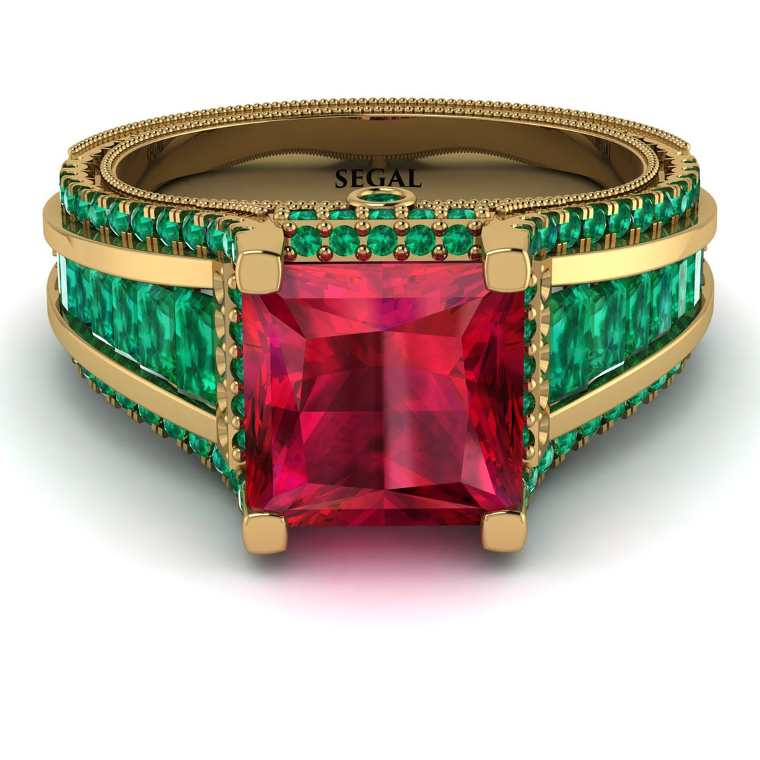 Princess Geometric Ruby Engagement Ring - Marilyn No. 25