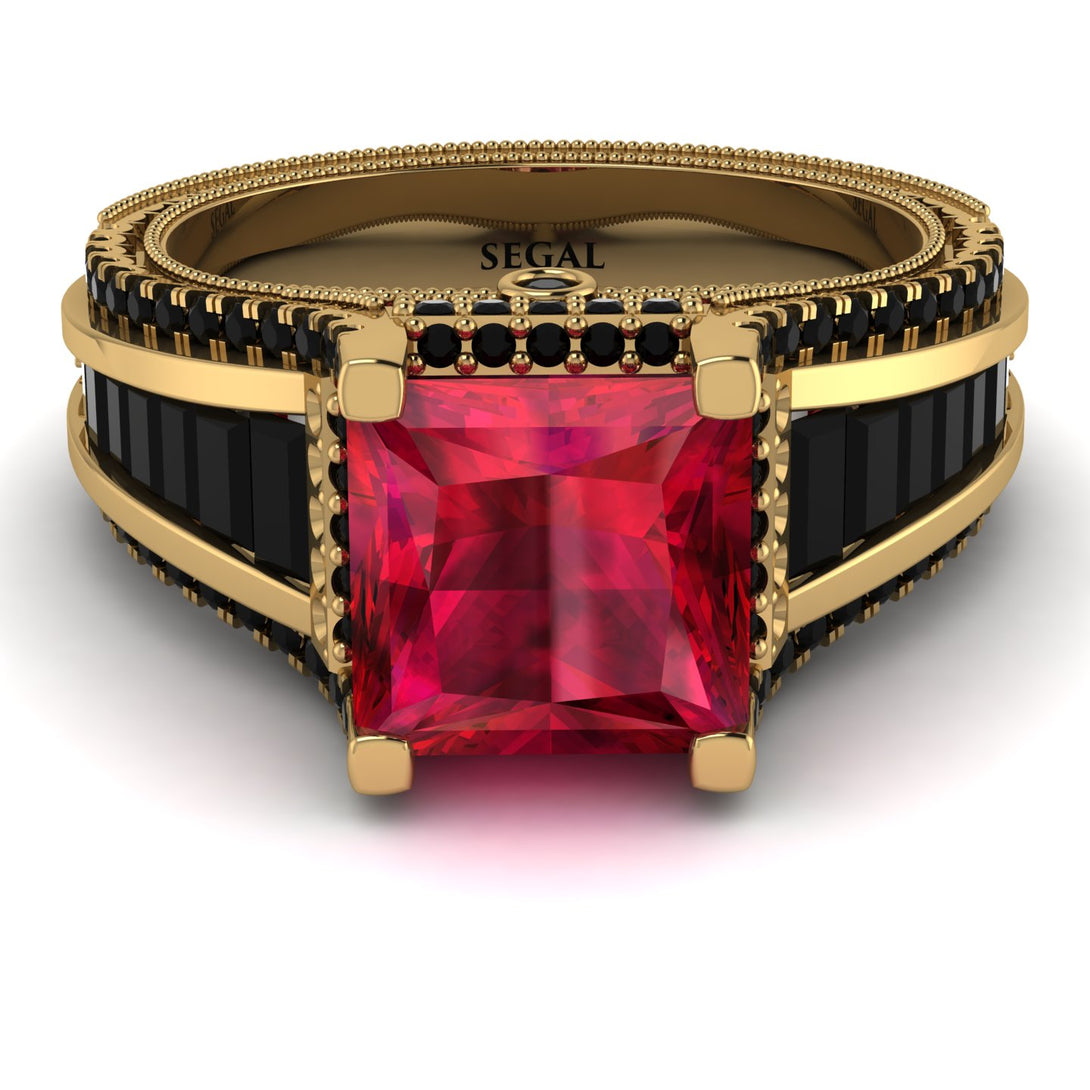 Princess Geometric Ruby Engagement Ring - Marilyn No. 40