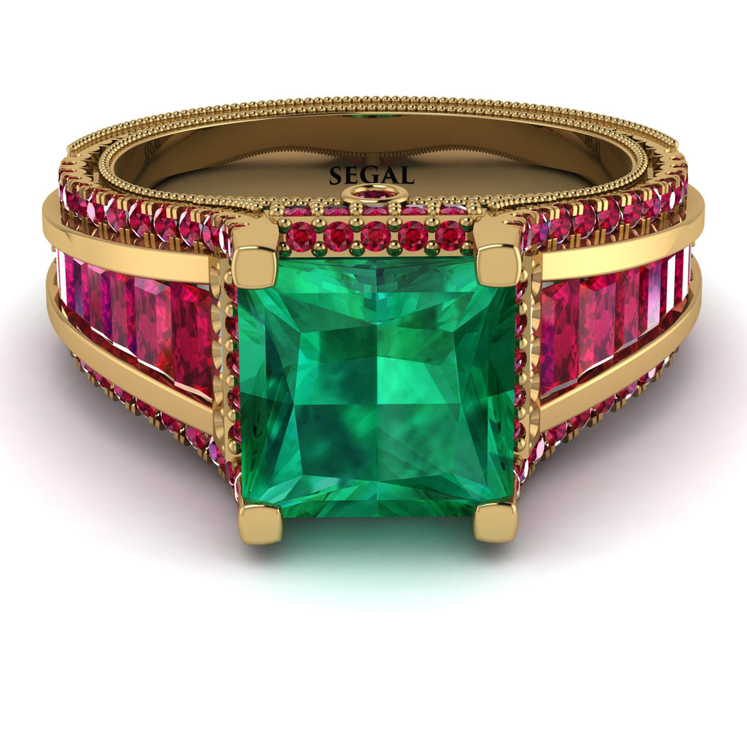 Princess Geometric Emerald Engagement Ring - Marilyn No. 49