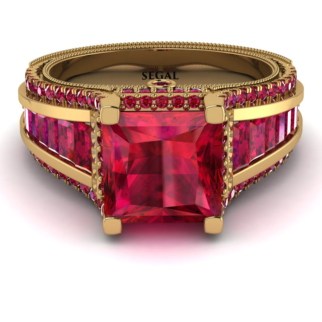 Princess Geometric Ruby Engagement Ring - Marilyn No. 55