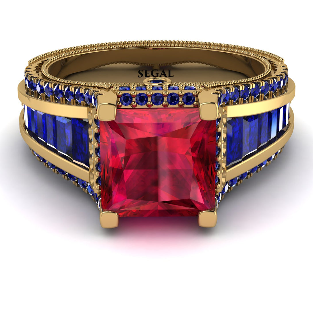 Princess Geometric Ruby Engagement Ring - Marilyn No. 70