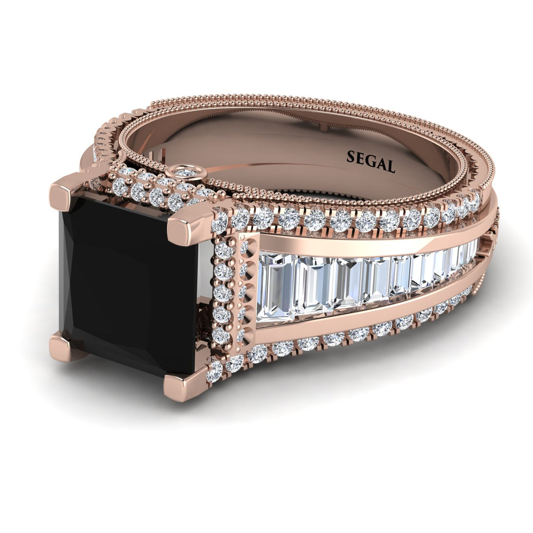 Princess Geometric Black Diamond Engagement Ring - Marilyn No. 8