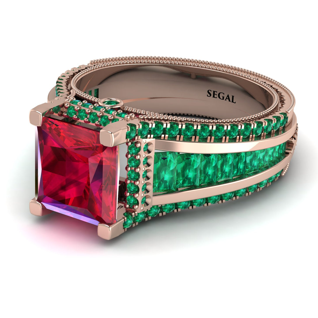 Princess Geometric Ruby Engagement Ring - Marilyn No. 26