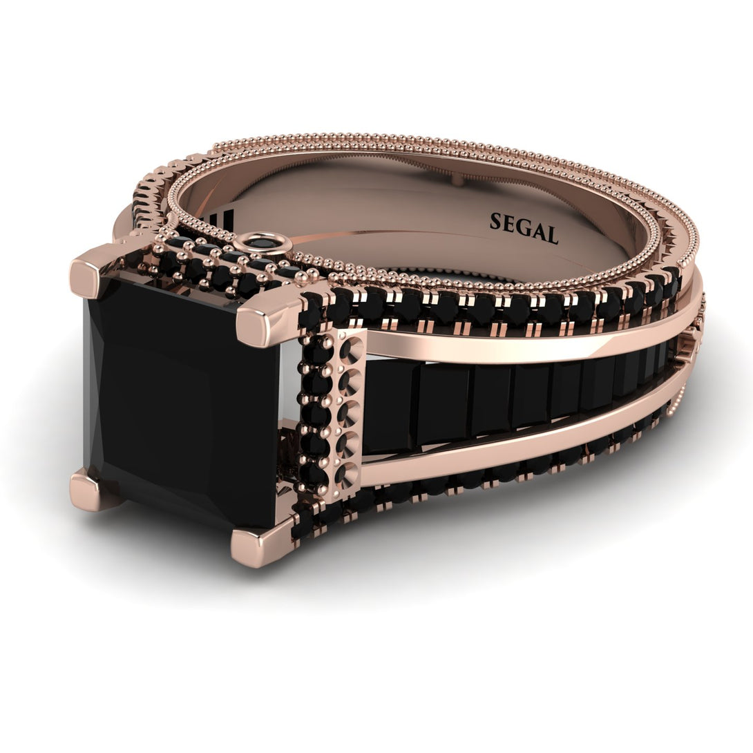 Princess Geometric Black Diamond Engagement Ring - Marilyn No. 38