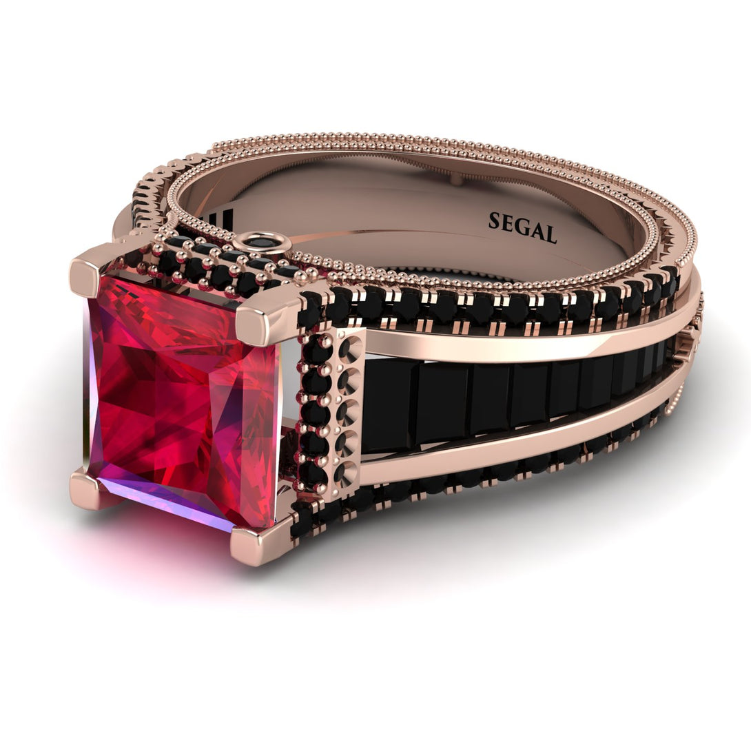 Princess Geometric Ruby Engagement Ring - Marilyn No. 41