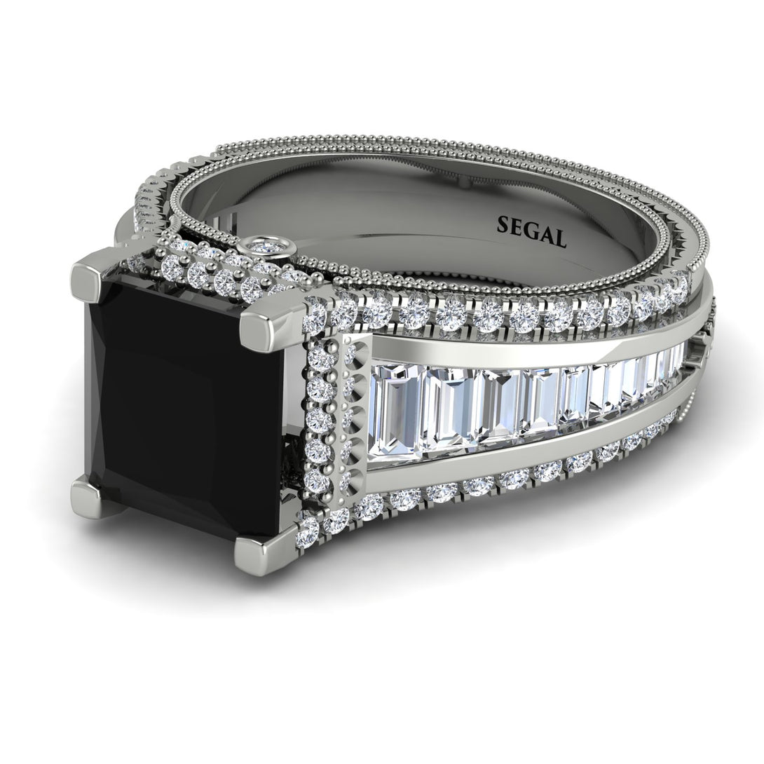 Princess Geometric Black Diamond Engagement Ring - Marilyn No. 9