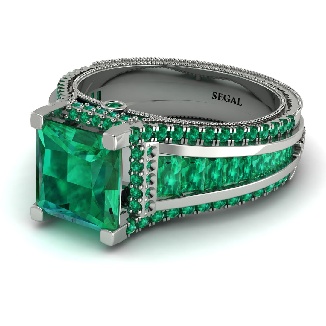 Princess Geometric Emerald Engagement Ring - Marilyn No. 21