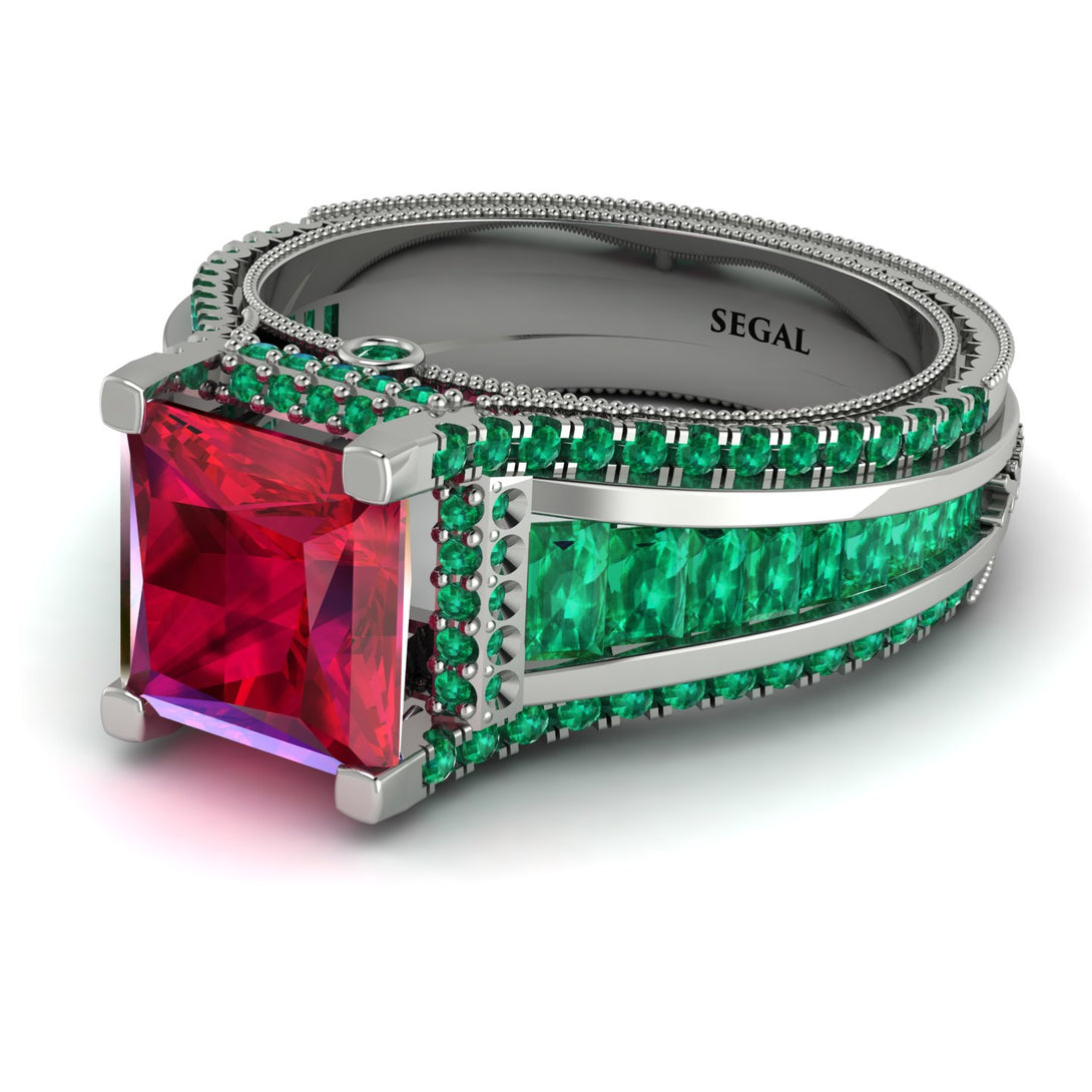 Princess Geometric Ruby Engagement Ring - Marilyn No. 27