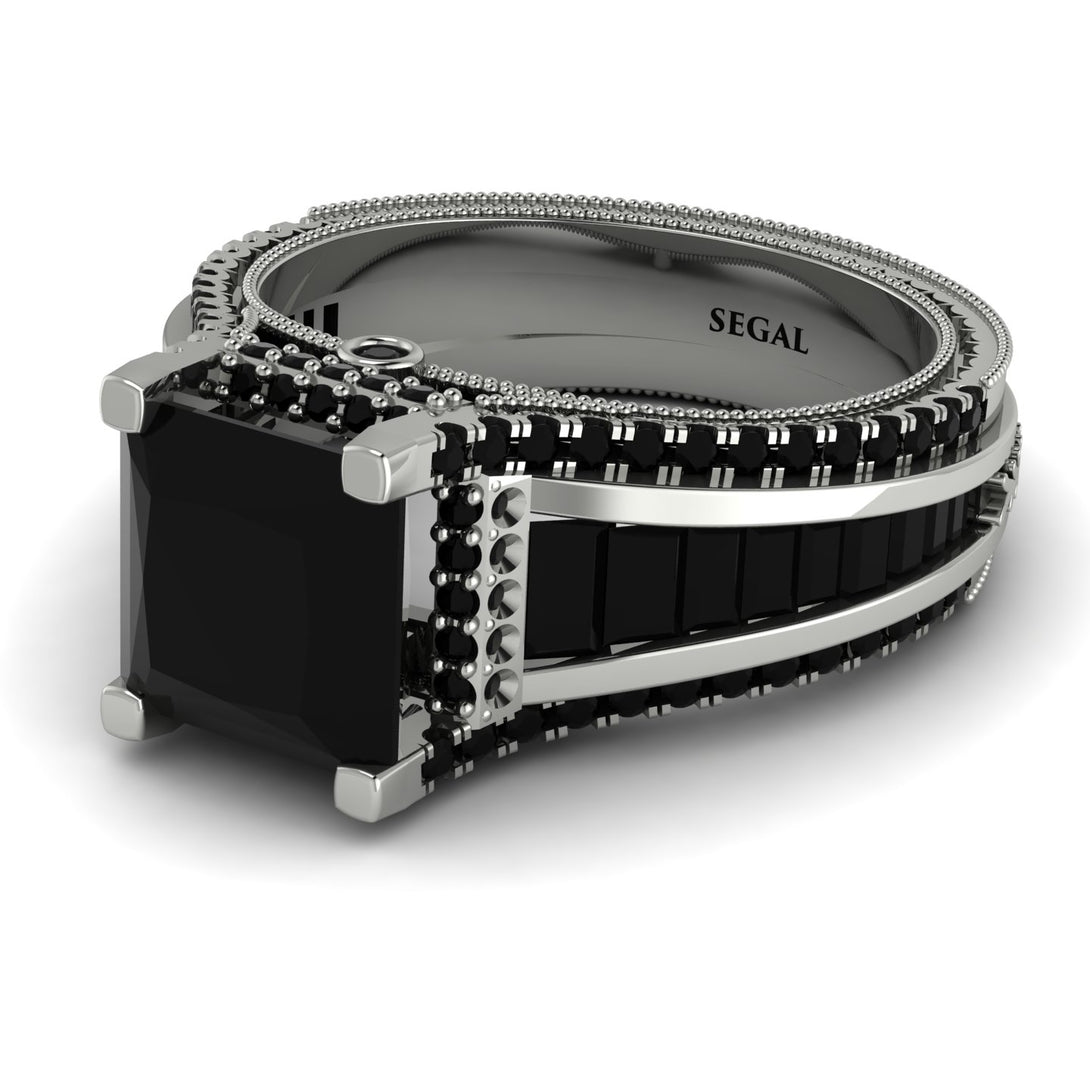 Princess Geometric Black Diamond Engagement Ring - Marilyn No. 39