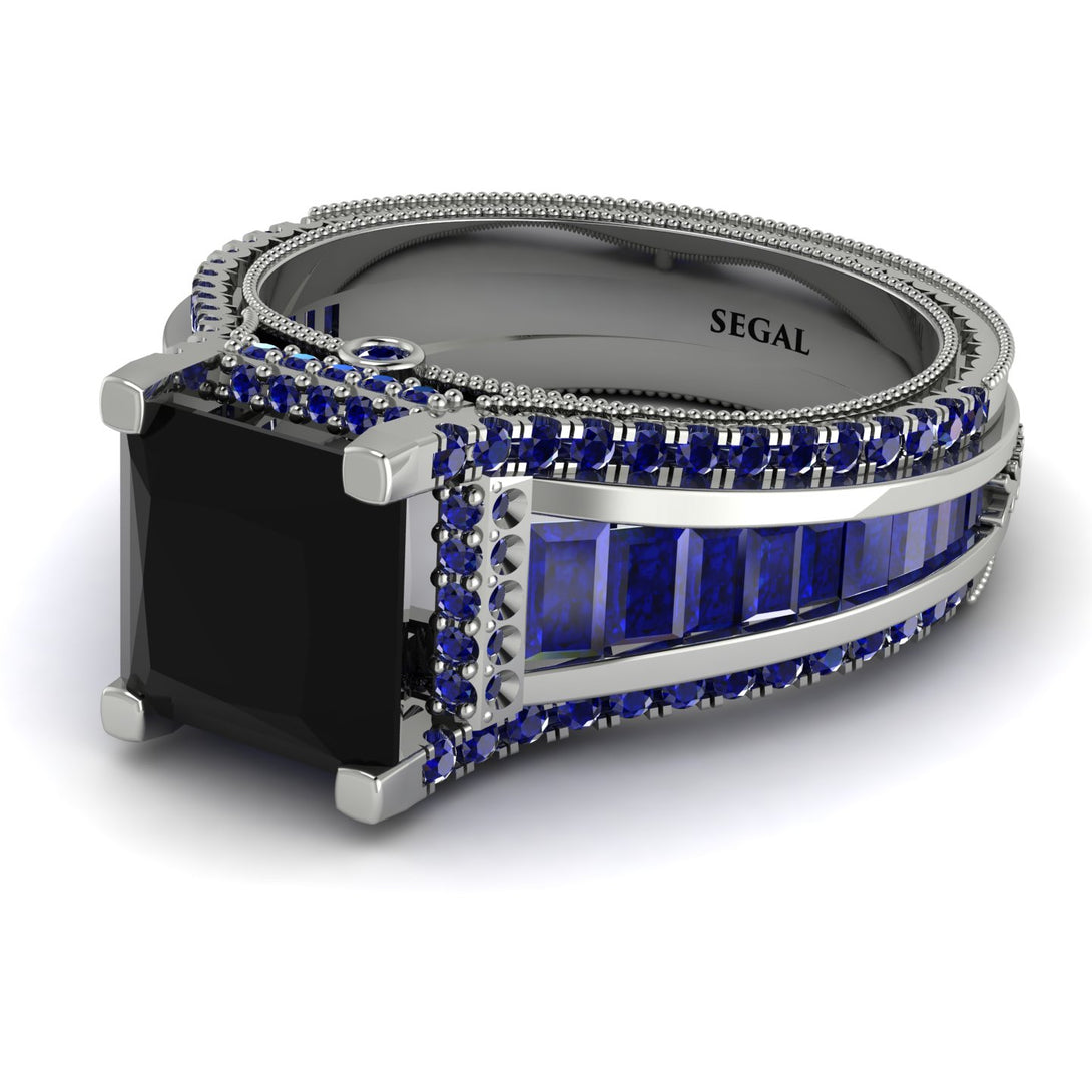 Princess Geometric Black Diamond Engagement Ring - Marilyn No. 69