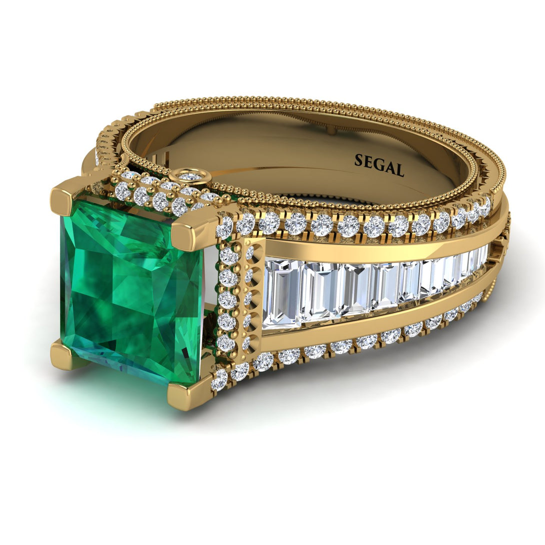 Princess Geometric Emerald Engagement Ring - Marilyn No. 4