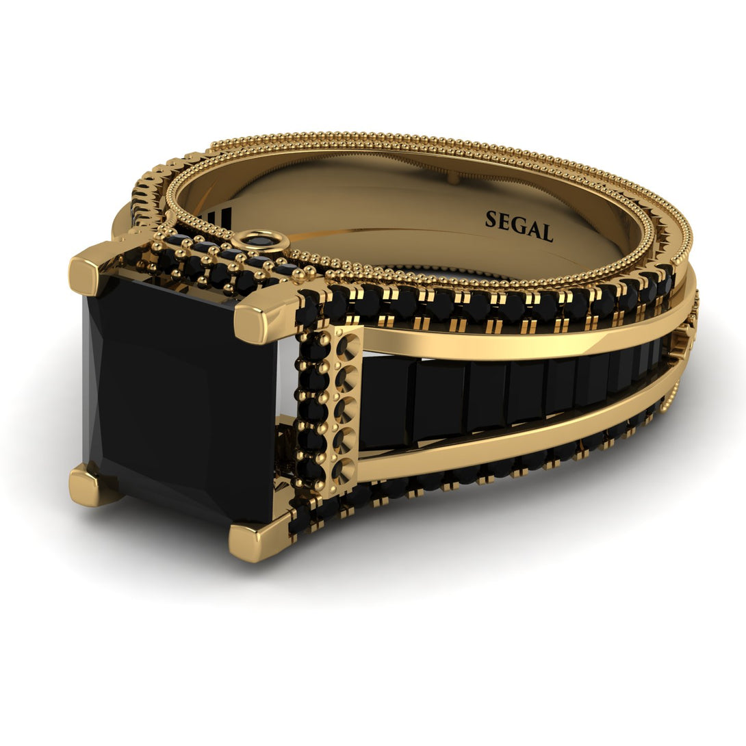Princess Geometric Black Diamond Engagement Ring - Marilyn No. 37