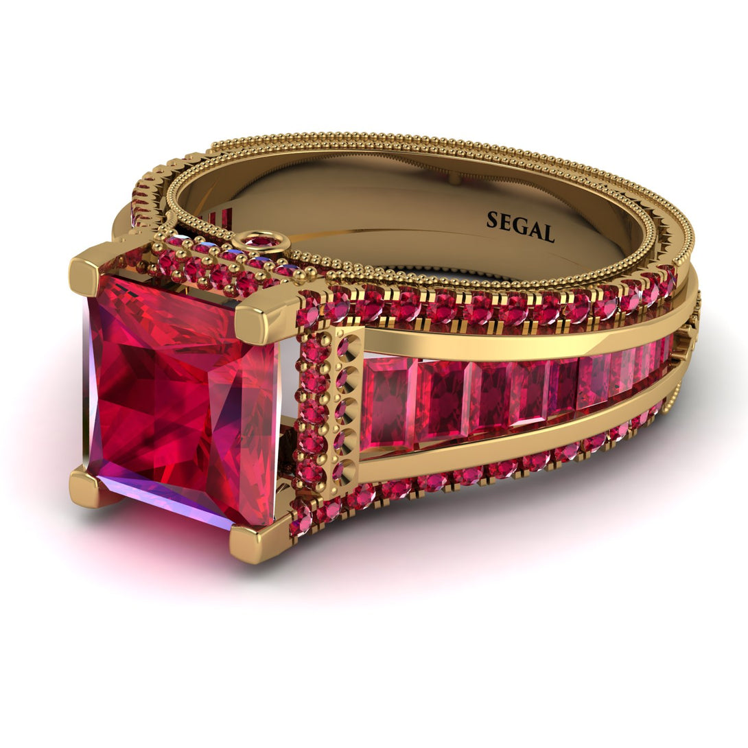 Princess Geometric Ruby Engagement Ring - Marilyn No. 55