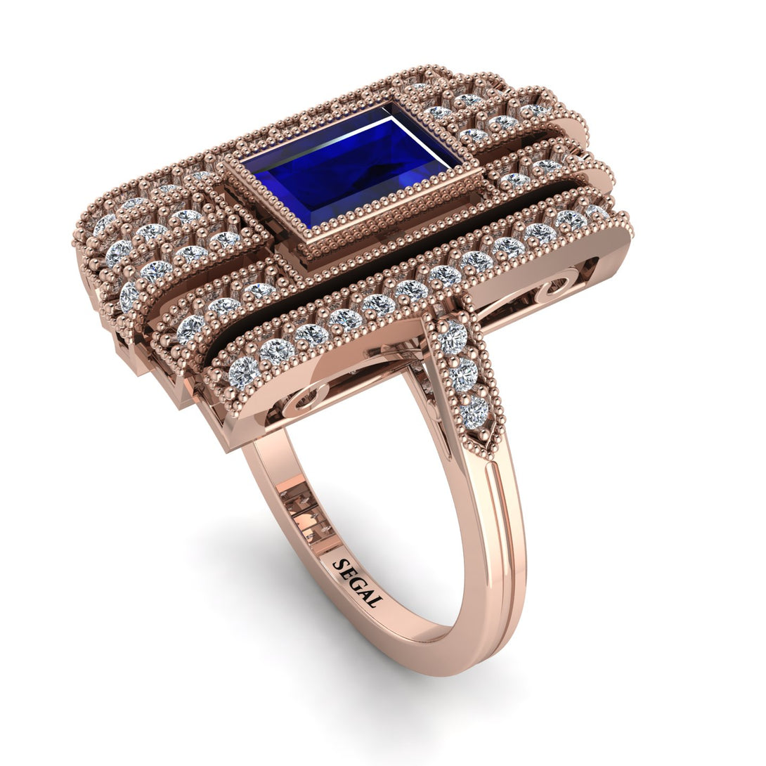 Unmatched Style Gold Baguette Sapphire Ring - Jean No. 14