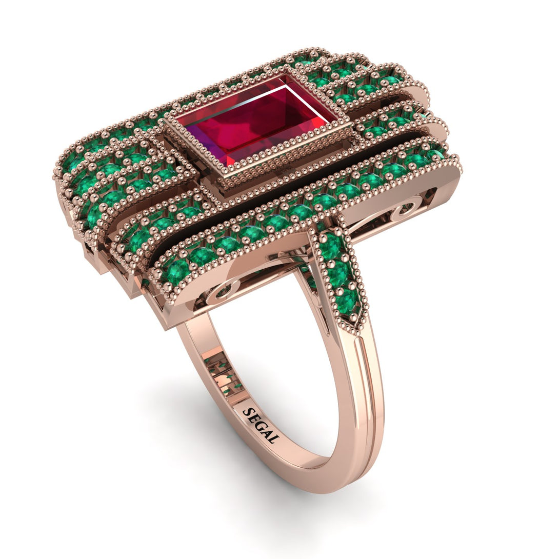 Unmatched Style Gold Baguette Ruby Ring - Jean No. 26