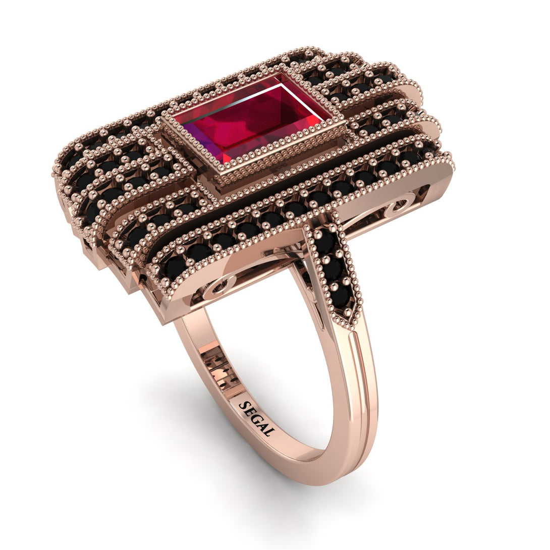 Unmatched Style Gold Baguette Ruby Ring - Jean No. 41