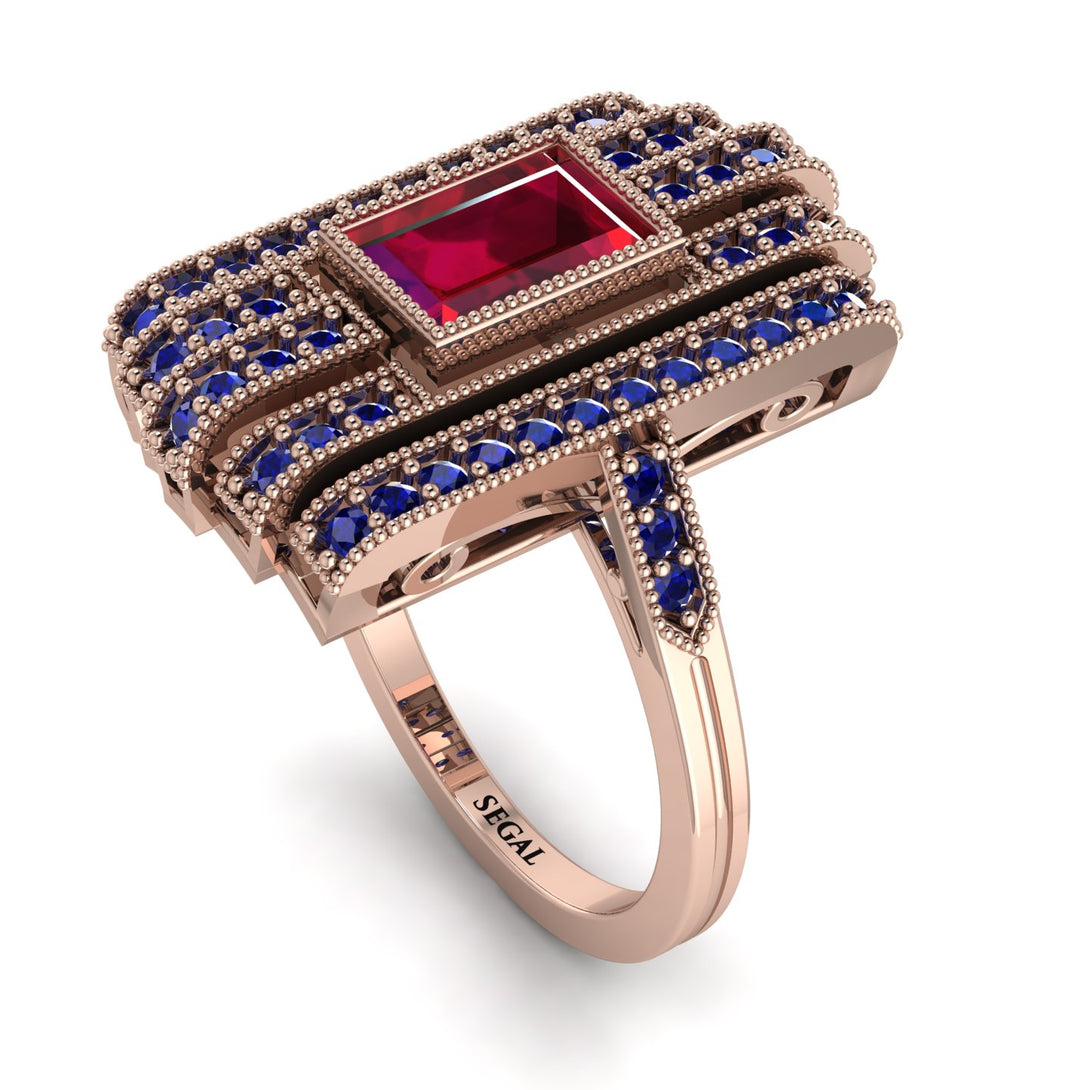 Unmatched Style Gold Baguette Ruby Ring - Jean No. 71