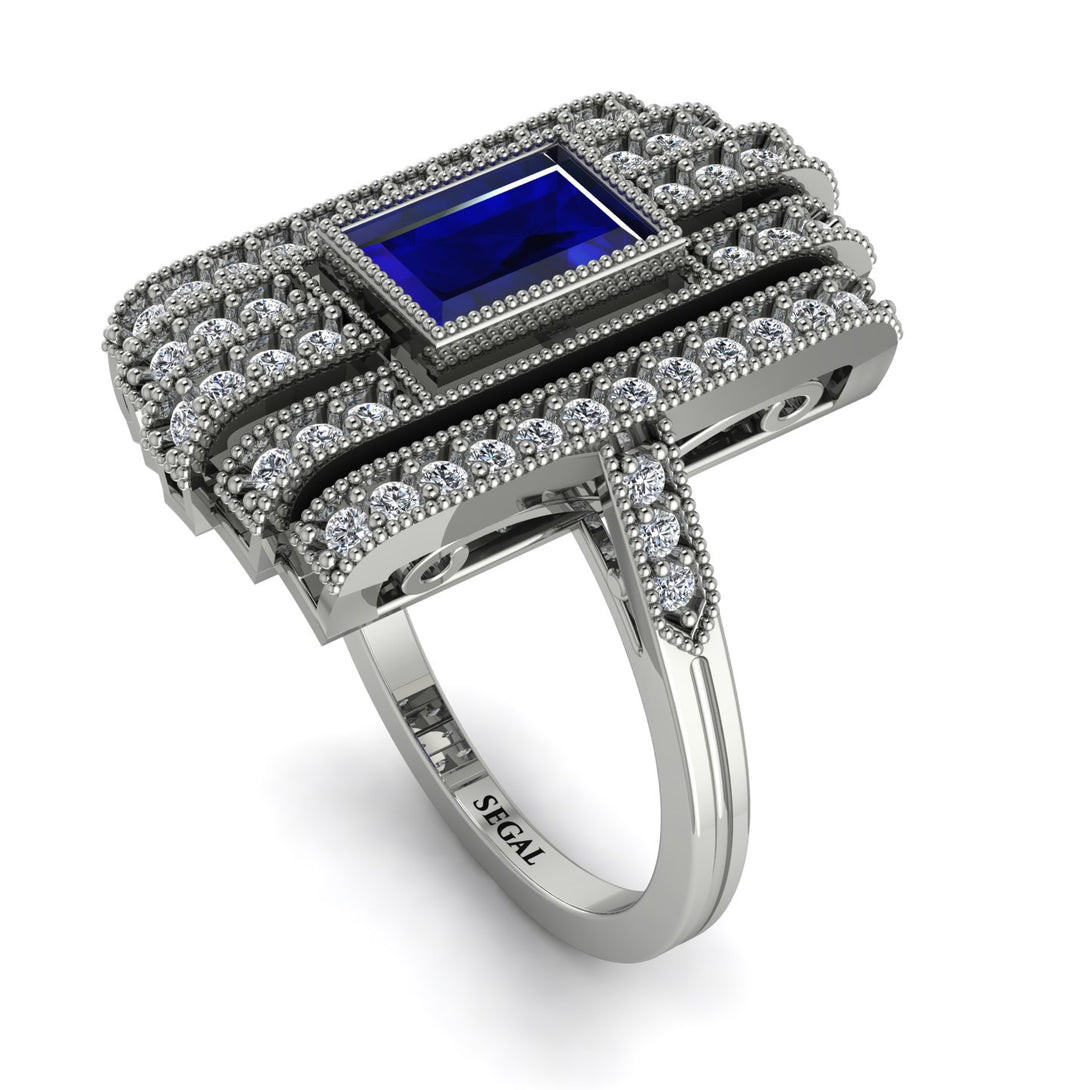 Unmatched Style Gold Baguette Sapphire Ring - Jean No. 15