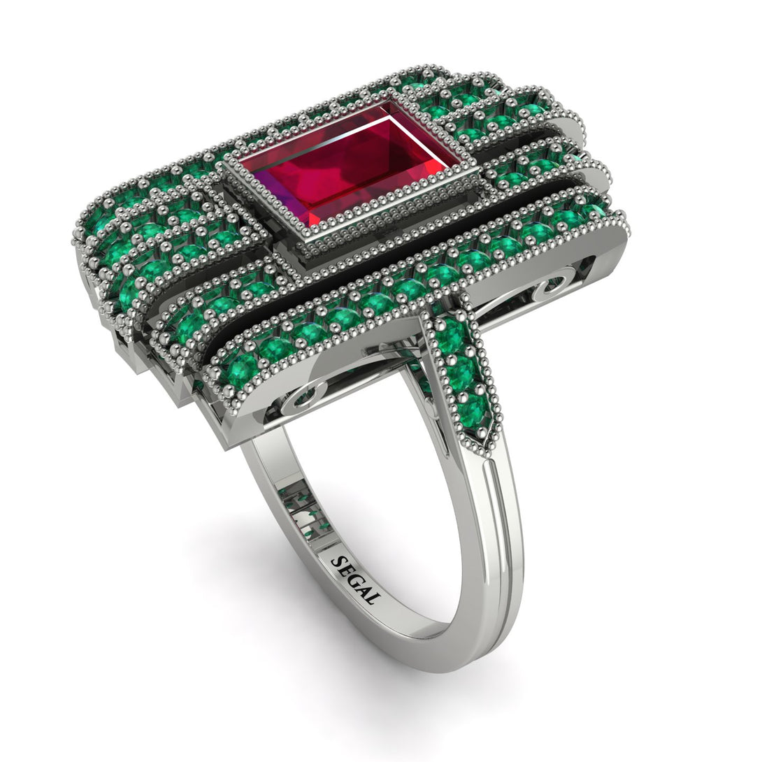 Unmatched Style Gold Baguette Ruby Ring - Jean No. 27