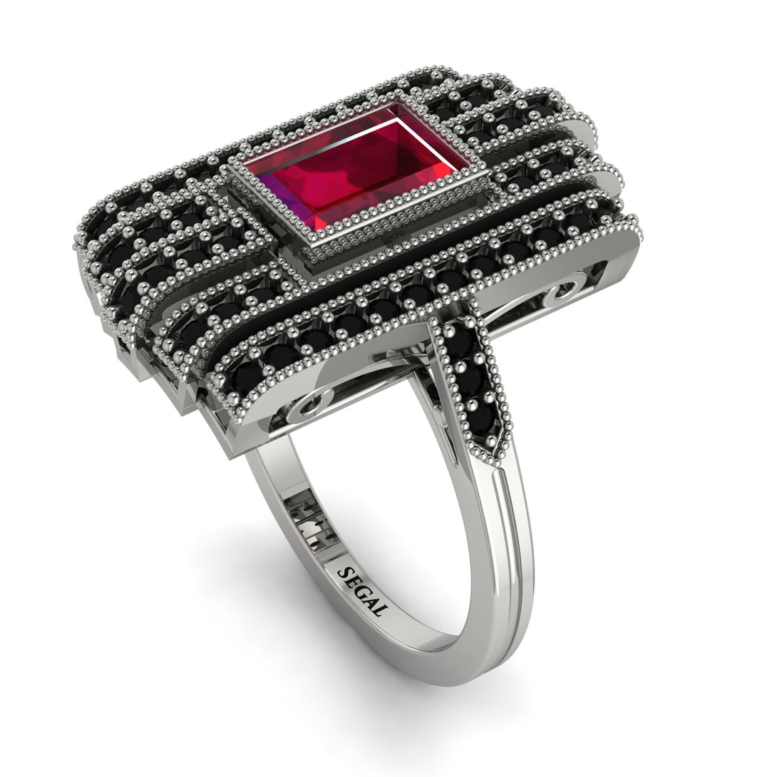 Unmatched Style Gold Baguette Ruby Ring - Jean No. 42