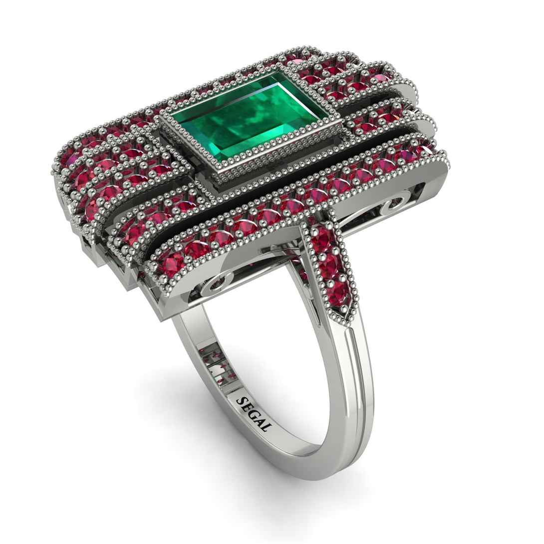 Unmatched Style Gold Baguette Emerald Ring - Jean No. 51