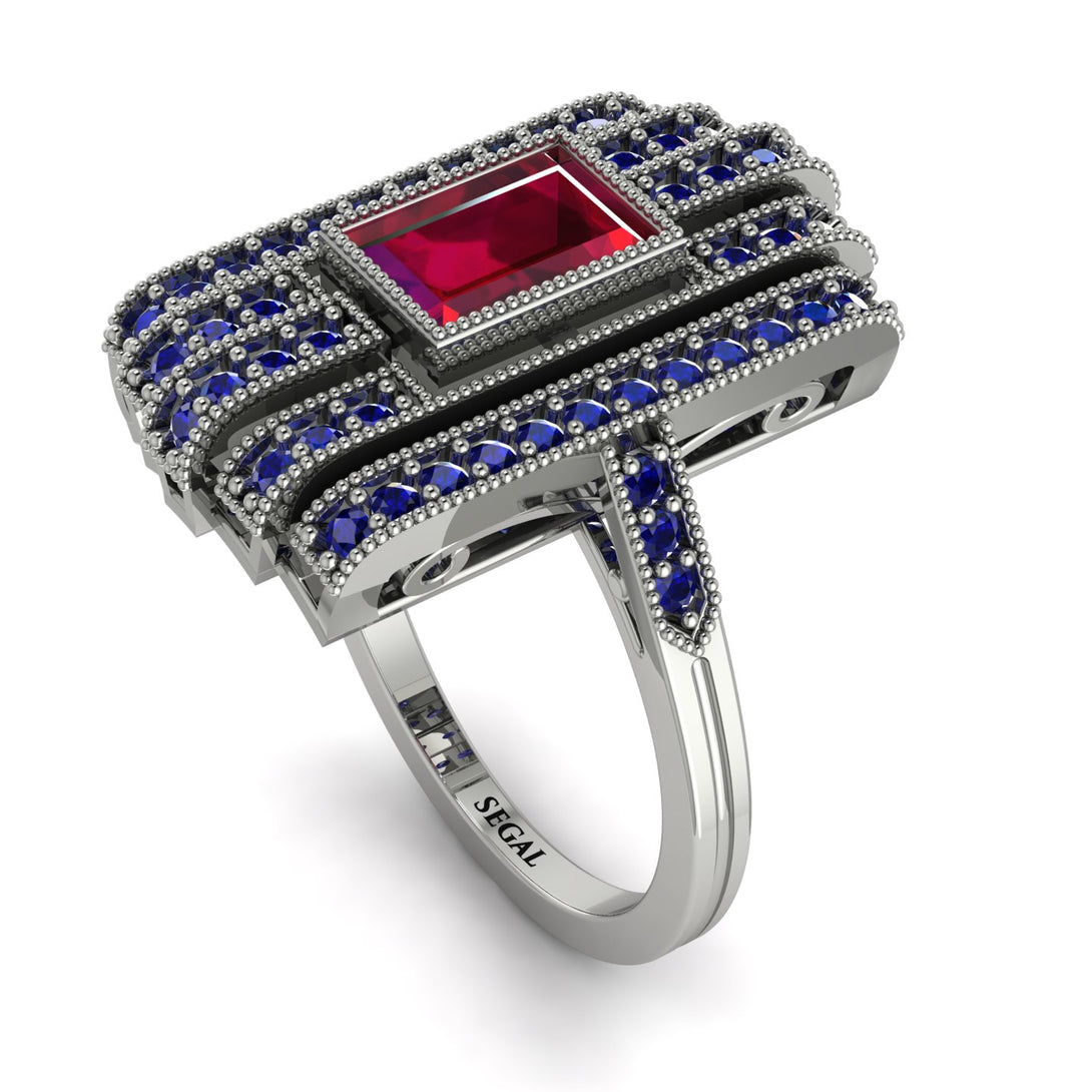 Unmatched Style Gold Baguette Ruby Ring - Jean No. 72