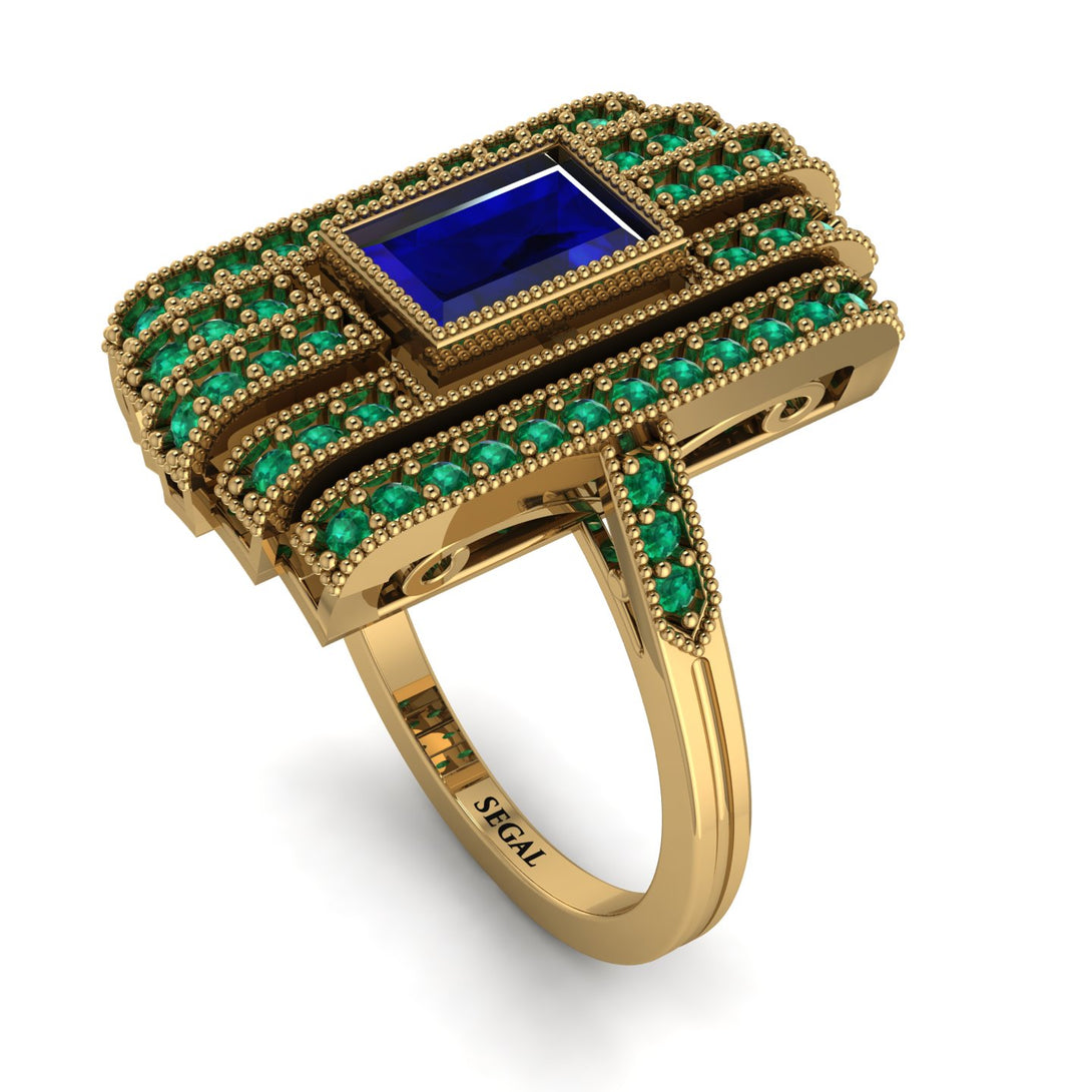Unmatched Style Gold Baguette Sapphire Ring - Jean No. 28