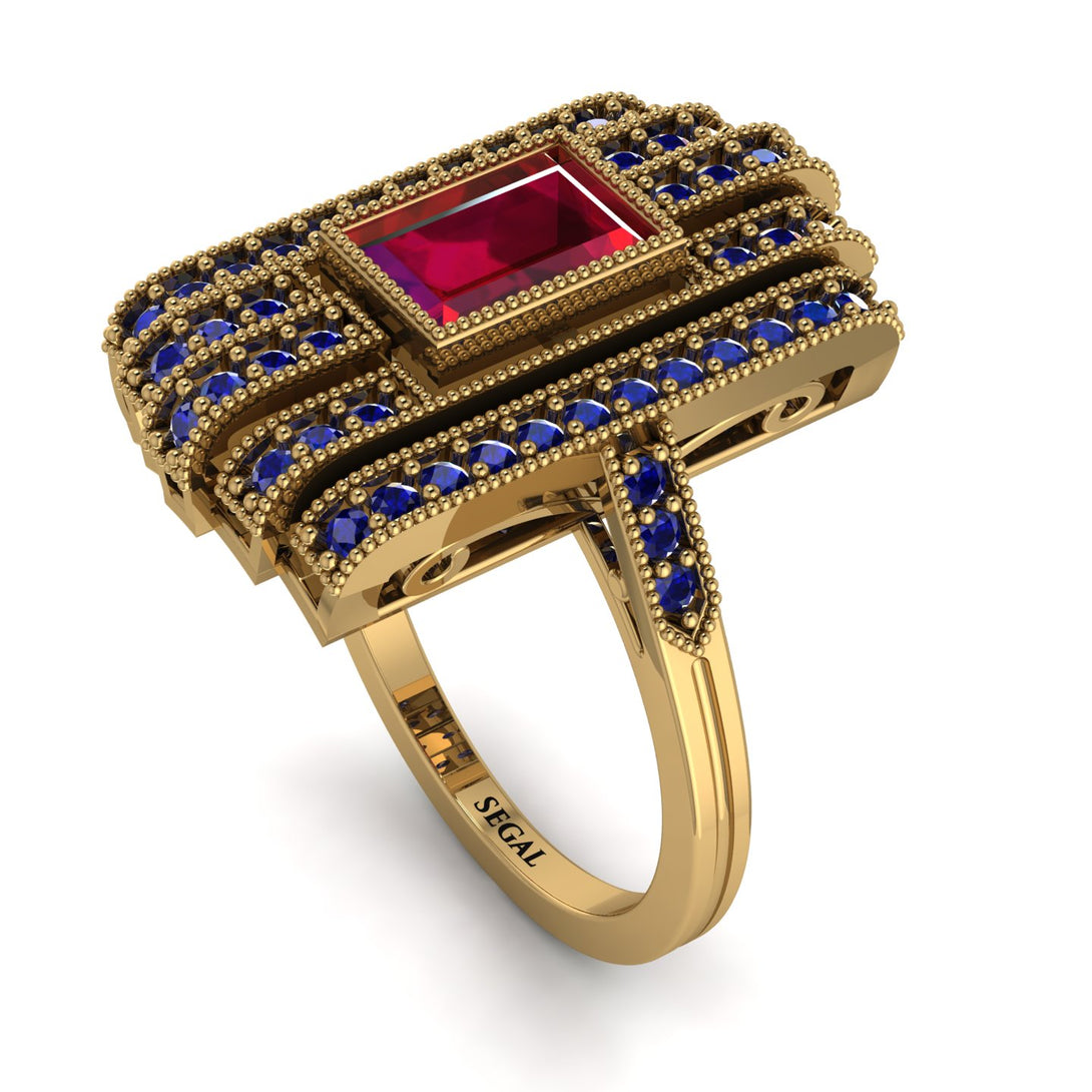 Unmatched Style Gold Baguette Ruby Ring - Jean No. 70