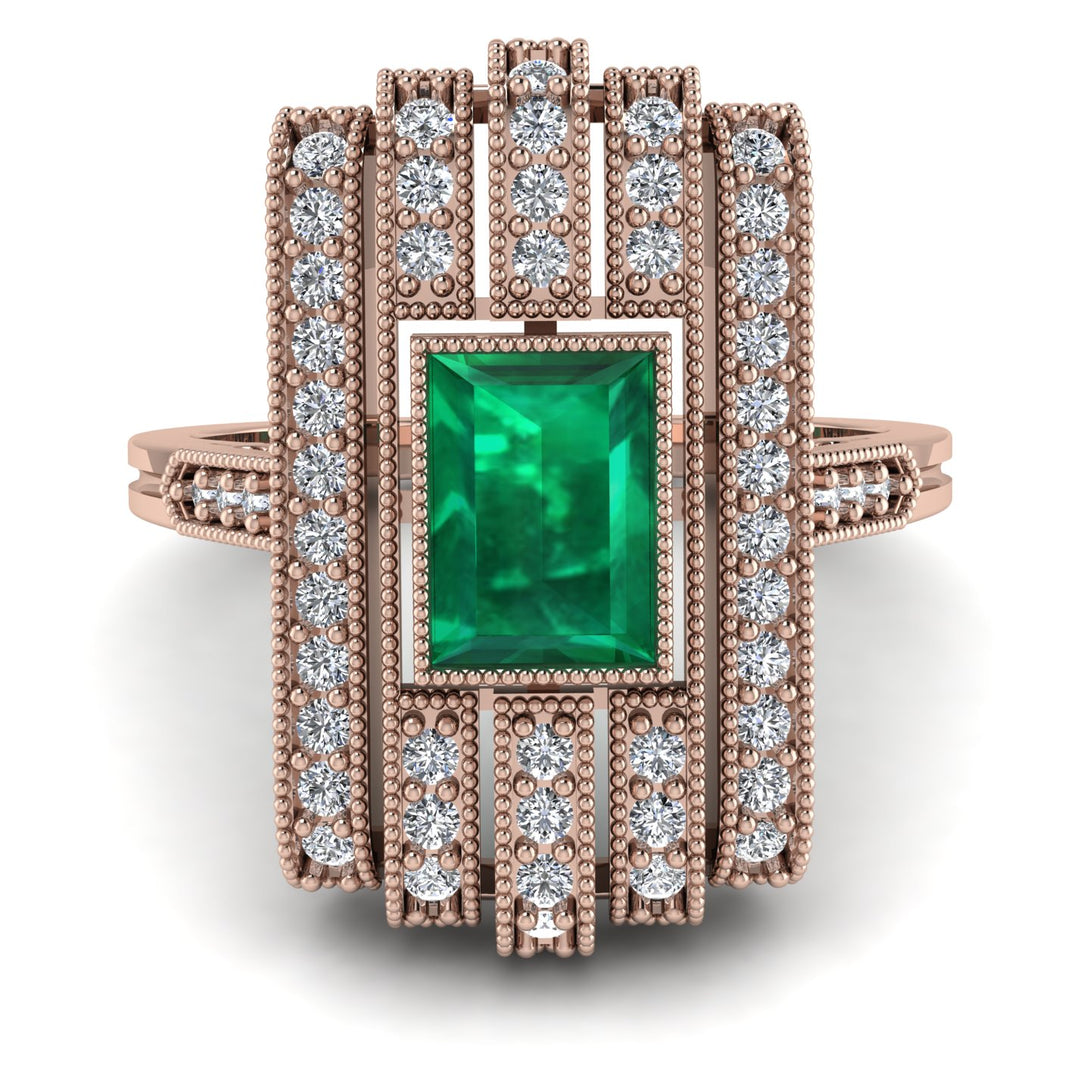 Unmatched Style Gold Baguette Emerald Ring - Jean No. 5
