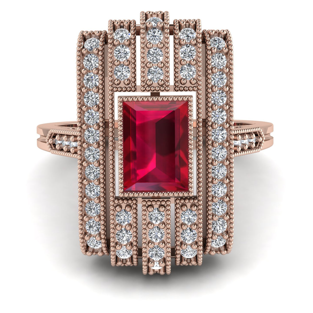 Unmatched Style Gold Baguette Ruby Ring - Jean No. 11