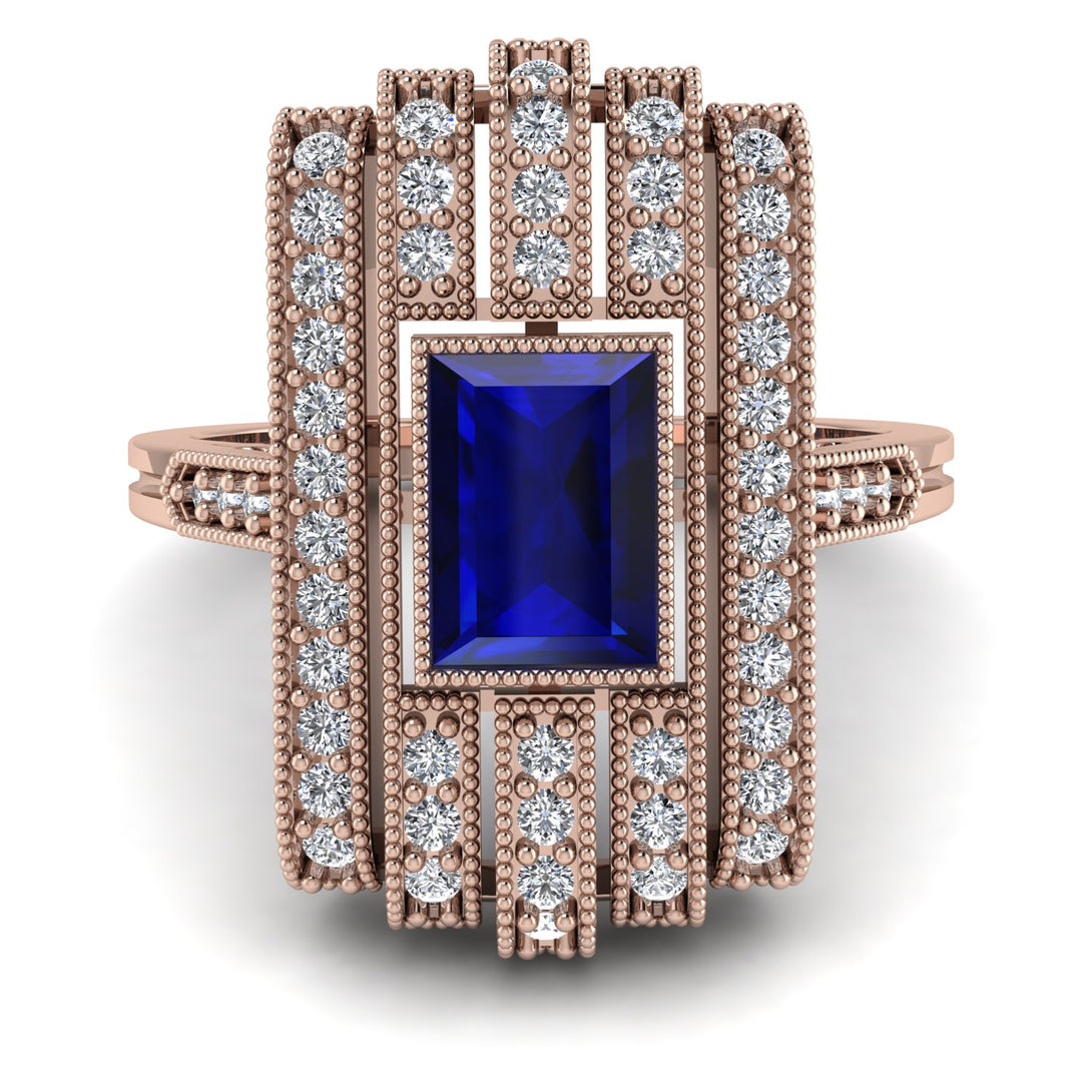 Unmatched Style Gold Baguette Sapphire Ring - Jean No. 14