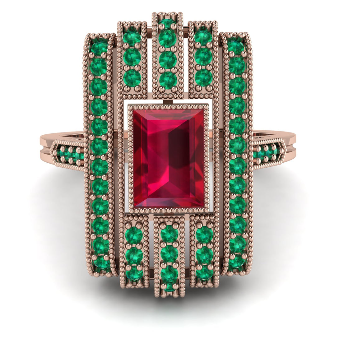 Unmatched Style Gold Baguette Ruby Ring - Jean No. 26