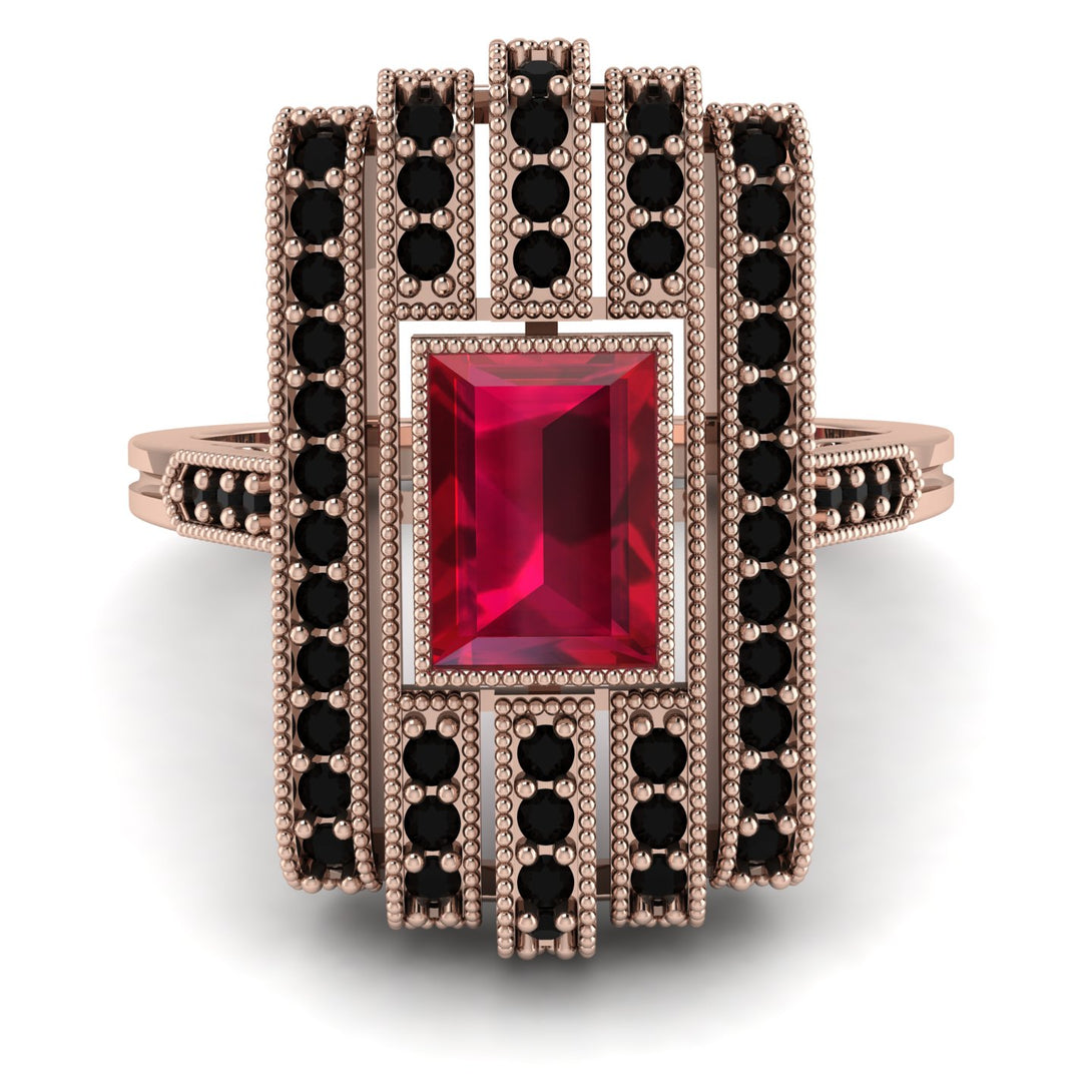 Unmatched Style Gold Baguette Ruby Ring - Jean No. 41