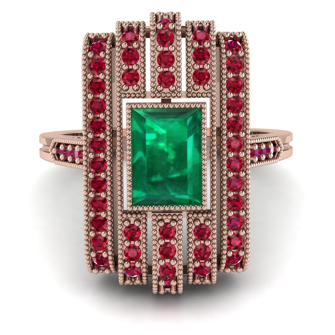 Unmatched Style Gold Baguette Emerald Ring - Jean No. 50